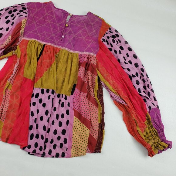 Blank London Miranda Peasant Blouse Womens Large Pink Anthropologie Boho Top - Picture 10 of 16